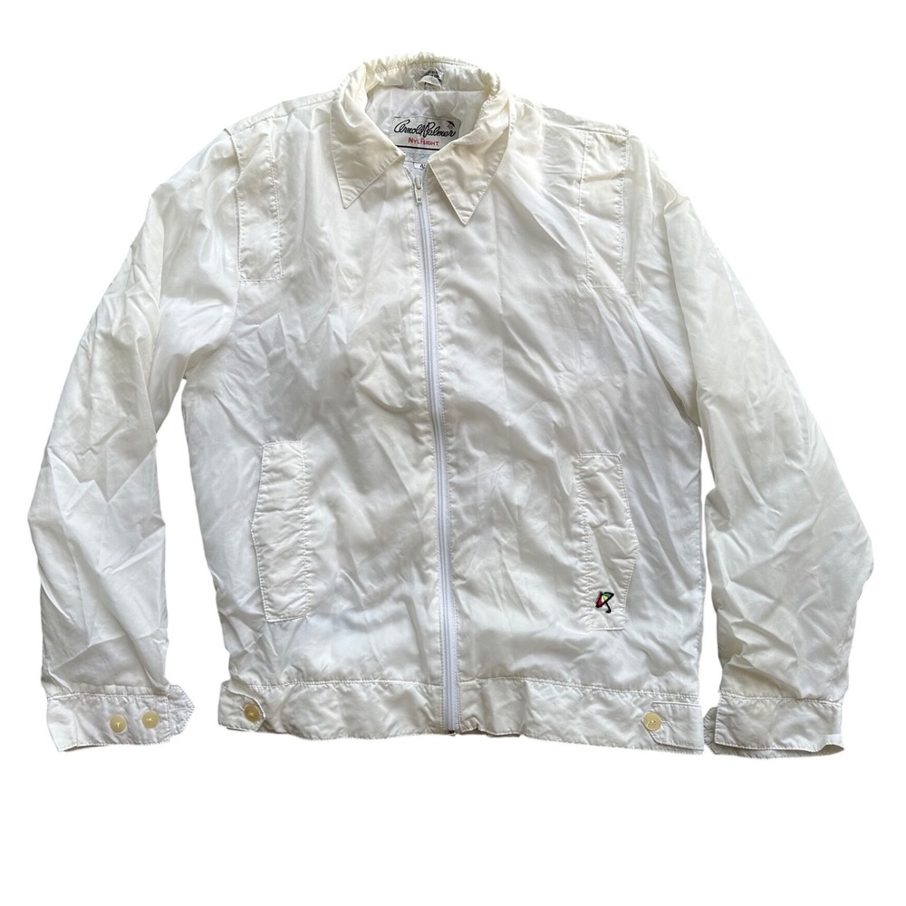 Vintage Arnold Palmer Nyl Flight White Windbreaker Jacket Mens 40 Paris‎